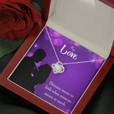 To My Wife Distance Means So Little Wife Infinity Knot Necklace Keepsake Message Card Stainless Steel Cz Pendant - Luxury Love Knot Necklace Meanful Gift Idea For Her/Him