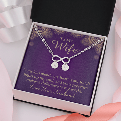 To My Wife Your Kiss Mends My Heart Infinity Bracelet With Initial Charms - Infinity Bracelet