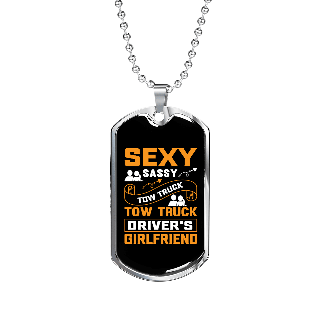 To My Girlfriend Sexy Sassy Girlfriend Yellow Necklace Stainless Steel or 18k Gold Dog Tag 24" Chain - Luxury Love Messages Dog Tag Gifts For Man, Woman