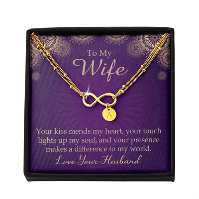 To My Wife Your Kiss Mends My Heart Infinity Bracelet With Initial Charms - Infinity Bracelet
