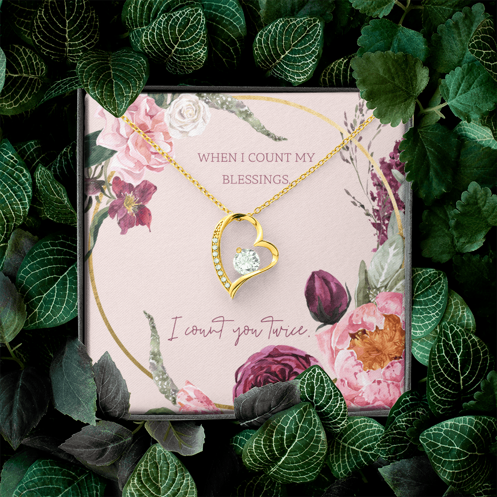 To My Wife I Count You Twice Message Card Forever Necklace 18k Gold or Stainless Steel 18" Necklace - Forever Love Necklace Gift Idea For Woman