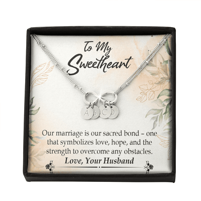 To My Wife Our Marriage Is Our Sacred Bond Infinity Bracelet With Initial Charms - Infinity Bracelet