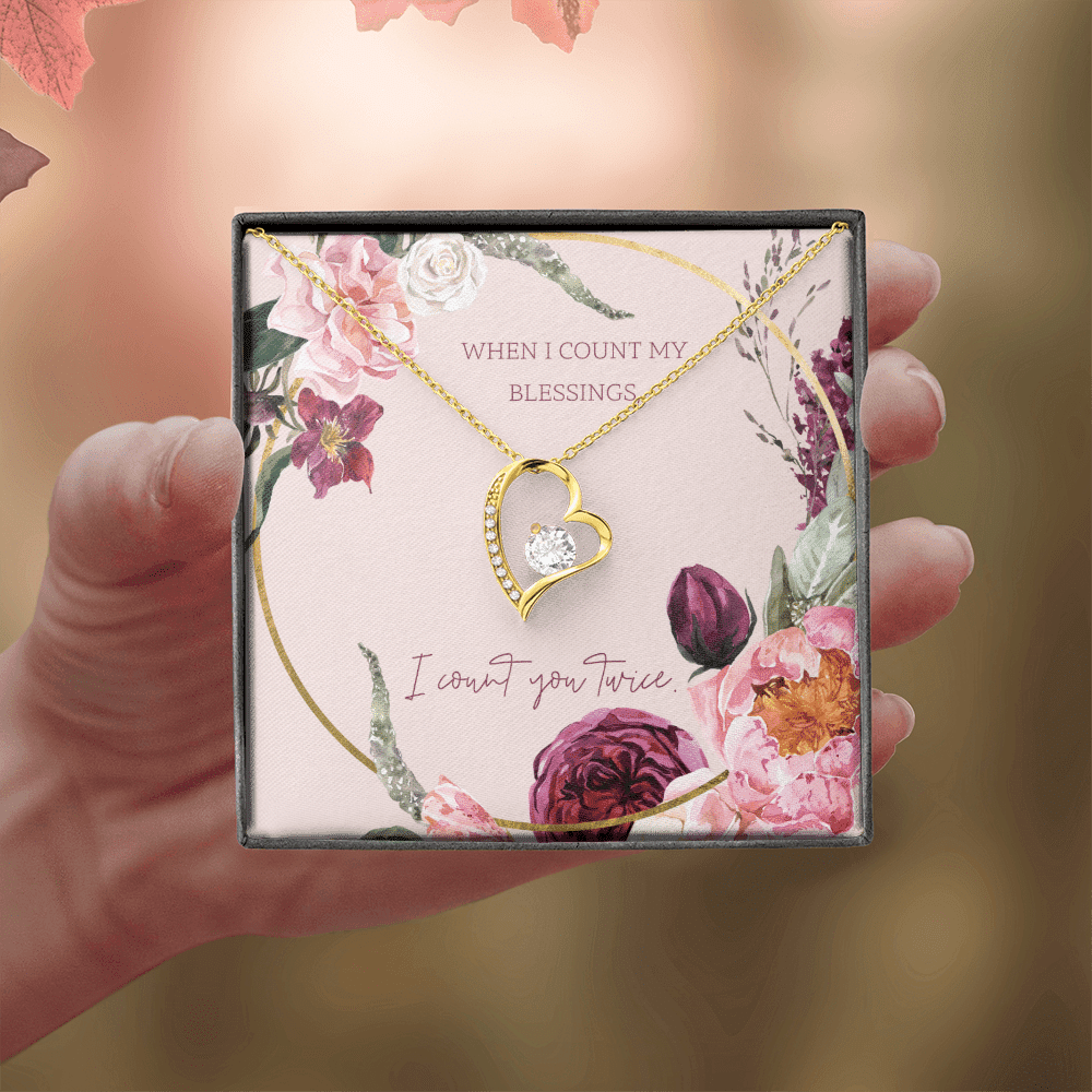 To My Wife I Count You Twice Message Card Forever Necklace 18k Gold or Stainless Steel 18" Necklace - Forever Love Necklace Gift Idea For Woman