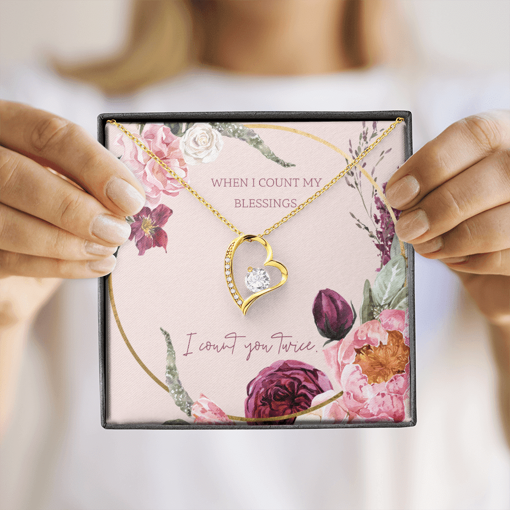 To My Wife I Count You Twice Message Card Forever Necklace 18k Gold or Stainless Steel 18" Necklace - Forever Love Necklace Gift Idea For Woman