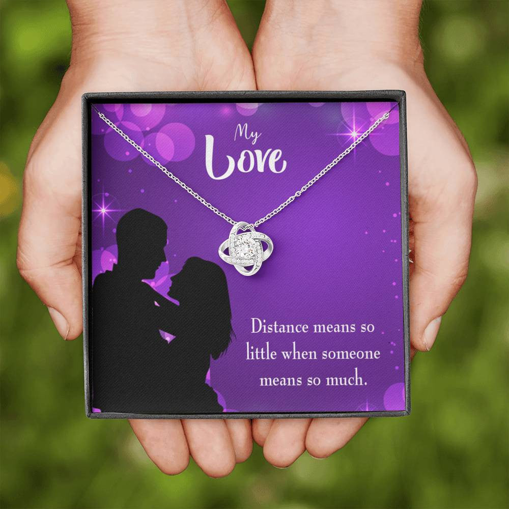 To My Wife Distance Means So Little Wife Infinity Knot Necklace Keepsake Message Card Stainless Steel Cz Pendant - Luxury Love Knot Necklace Meanful Gift Idea For Her/Him