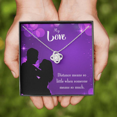 To My Wife Distance Means So Little Wife Infinity Knot Necklace Keepsake Message Card Stainless Steel Cz Pendant - Luxury Love Knot Necklace Meanful Gift Idea For Her/Him