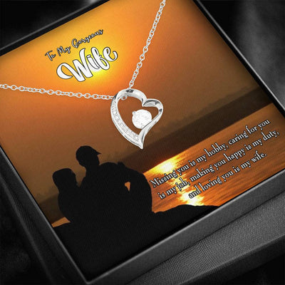 Gift For Wife Missing You Forever Love NecklaceHeart Pendant Stainless Steel or 18k Gold - Forever Love Necklace Gift Idea For Woman