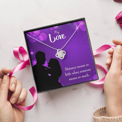 To My Wife Distance Means So Little Wife Infinity Knot Necklace Keepsake Message Card Stainless Steel Cz Pendant - Luxury Love Knot Necklace Meanful Gift Idea For Her/Him