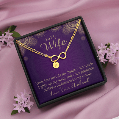 To My Wife Your Kiss Mends My Heart Infinity Bracelet With Initial Charms - Infinity Bracelet