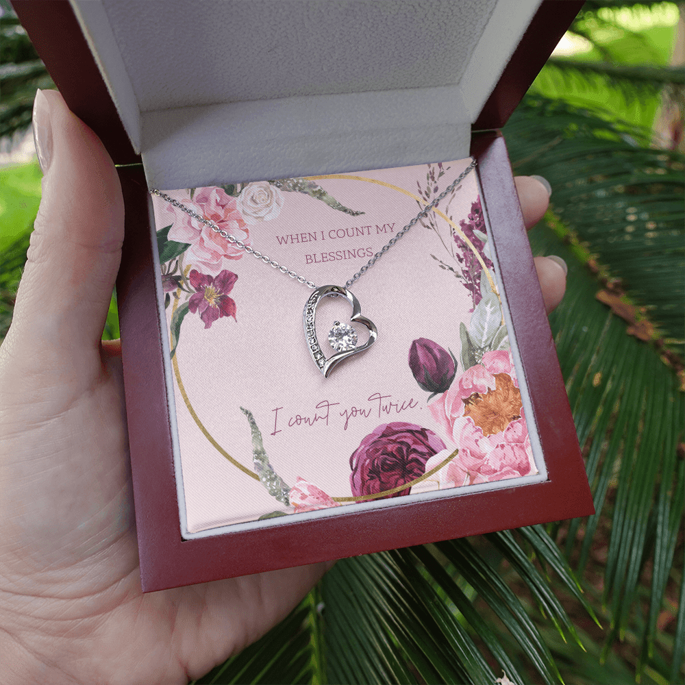 To My Wife I Count You Twice Message Card Forever Necklace 18k Gold or Stainless Steel 18" Necklace - Forever Love Necklace Gift Idea For Woman