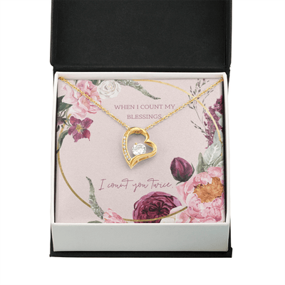 To My Wife I Count You Twice Message Card Forever Necklace 18k Gold or Stainless Steel 18" Necklace - Forever Love Necklace Gift Idea For Woman