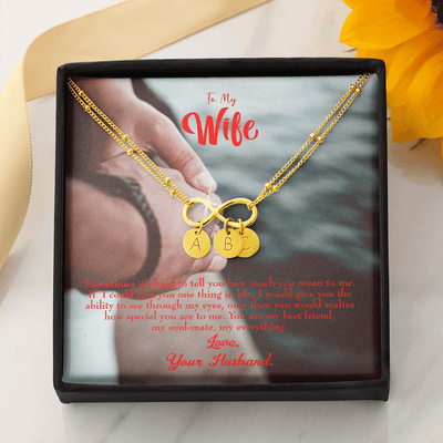 To My Wife Sometimes It's Hard Infinity Bracelet With Initial Charms - Infinity Bracelet
