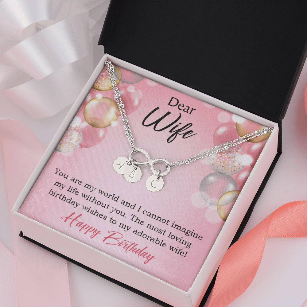 To My Wife Happy Birthday Adorable Infinity Bracelet With Initial Charms - Infinity Bracelet