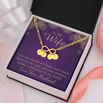 To My Wife Your Kiss Mends My Heart Infinity Bracelet With Initial Charms - Infinity Bracelet