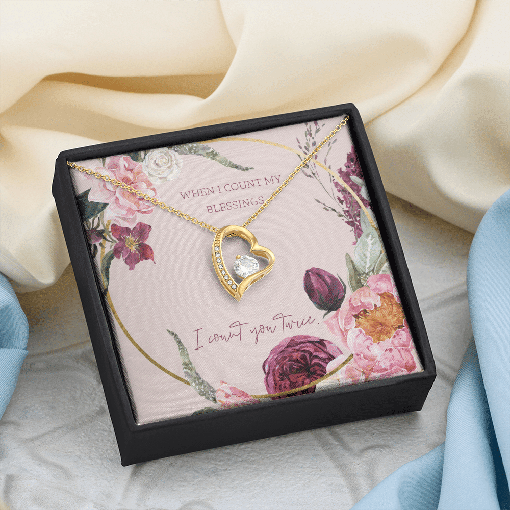 To My Wife I Count You Twice Message Card Forever Necklace 18k Gold or Stainless Steel 18" Necklace - Forever Love Necklace Gift Idea For Woman