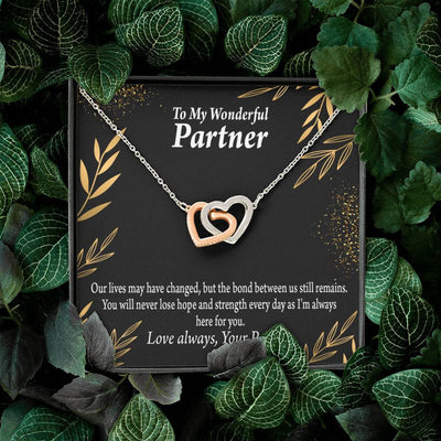 To My Partner Never Lose Hope Strength Inseparable Pendant 18k Rose Gold Finish 16� Life Partner Keepsake Card - Interlocking Hearts Necklace