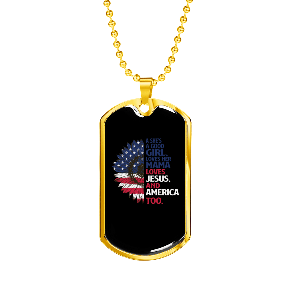 She's A Good Girl Christian Necklace Dog Tag 24" Chain - Luxury Love Messages Dog Tag Gifts For Him