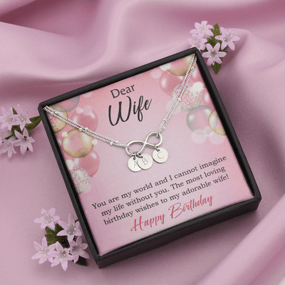 To My Wife Happy Birthday Adorable Infinity Bracelet With Initial Charms - Infinity Bracelet