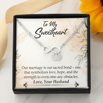 To My Wife Our Marriage Is Our Sacred Bond Infinity Bracelet With Initial Charms - Infinity Bracelet