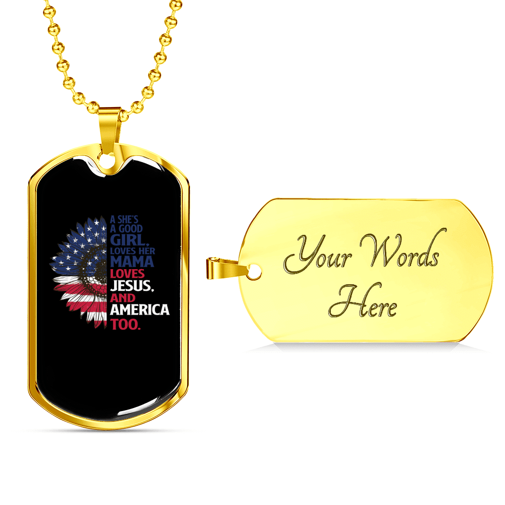 She's A Good Girl Christian Necklace Dog Tag 24" Chain - Luxury Love Messages Dog Tag Gifts For Him