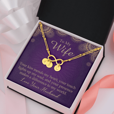To My Wife Your Kiss Mends My Heart Infinity Bracelet With Initial Charms - Infinity Bracelet