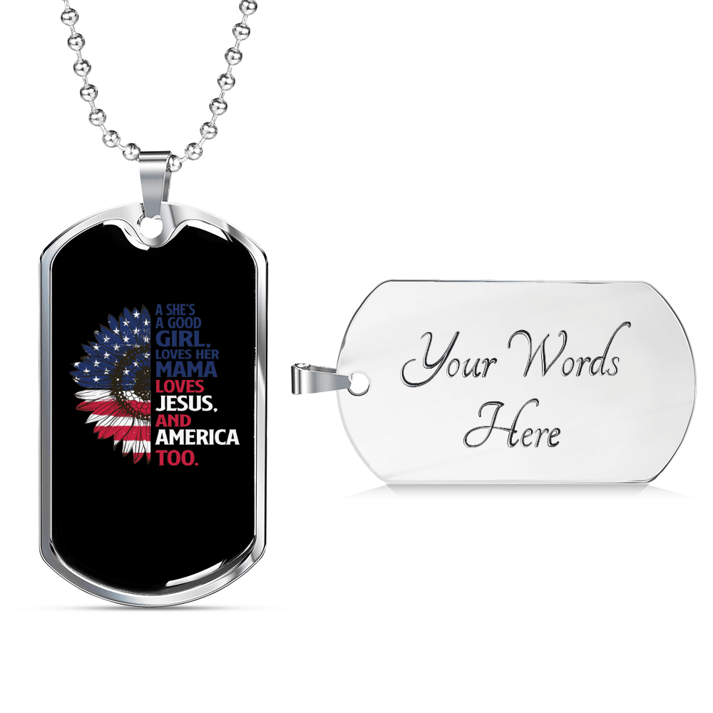 She's A Good Girl Christian Necklace Dog Tag 24" Chain - Luxury Love Messages Dog Tag Gifts For Him