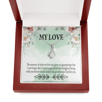 To My Girlfriend Goosebumps Forever Message Card W Mahogany Style Luxury Box Eternity Ribbon Stone Necklace - Alluring Beauty Necklace Gift For Her