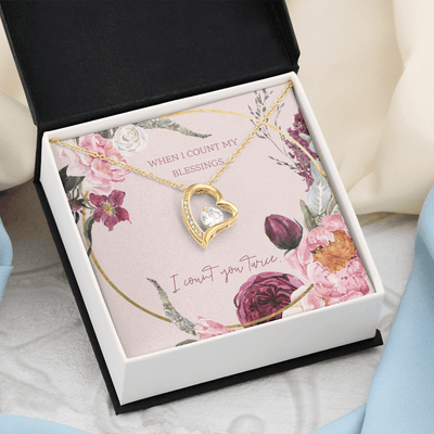 To My Wife I Count You Twice Message Card Forever Necklace 18k Gold or Stainless Steel 18" Necklace - Forever Love Necklace Gift Idea For Woman
