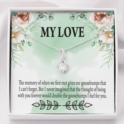 To My Girlfriend Goosebumps Forever Message Card W Mahogany Style Luxury Box Eternity Ribbon Stone Necklace - Alluring Beauty Necklace Gift For Her