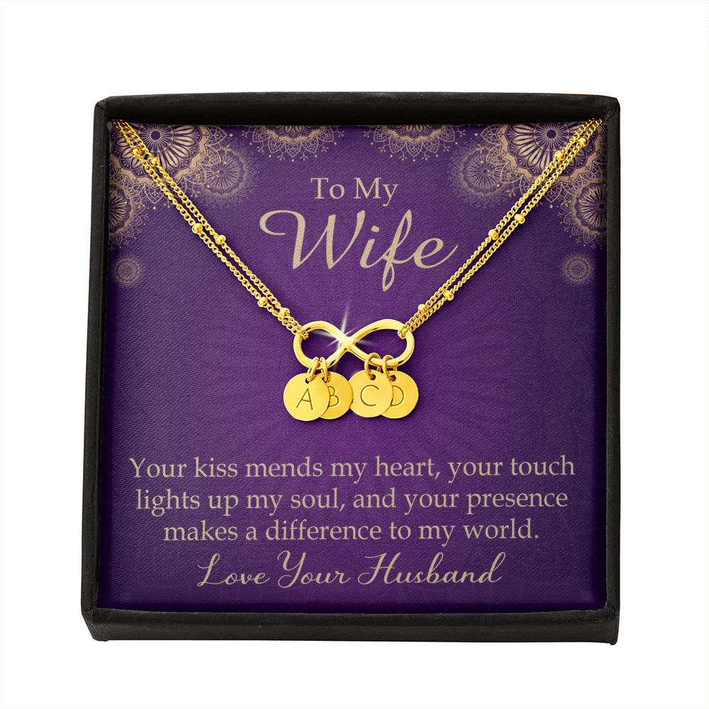 To My Wife Your Kiss Mends My Heart Infinity Bracelet With Initial Charms - Infinity Bracelet