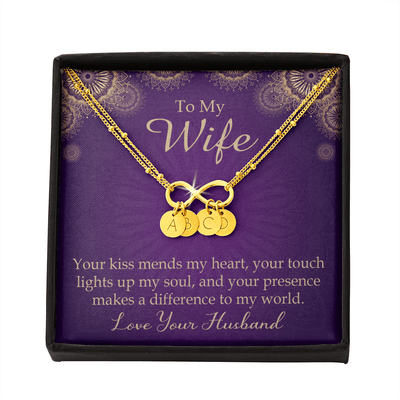 To My Wife Your Kiss Mends My Heart Infinity Bracelet With Initial Charms - Infinity Bracelet