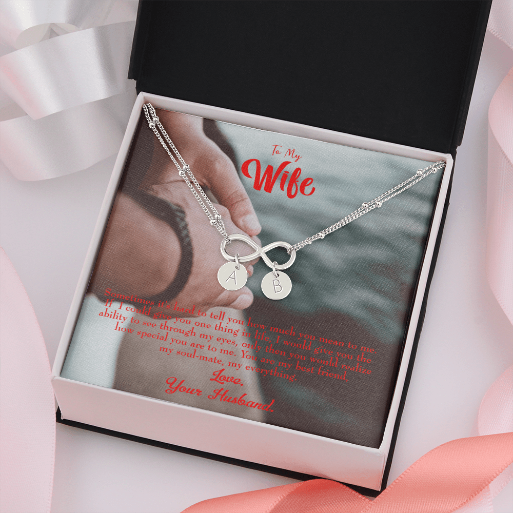 To My Wife Sometimes It's Hard Infinity Bracelet With Initial Charms - Infinity Bracelet