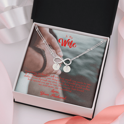 To My Wife Sometimes It's Hard Infinity Bracelet With Initial Charms - Infinity Bracelet