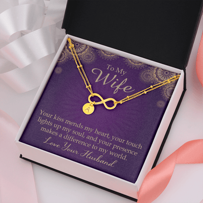 To My Wife Your Kiss Mends My Heart Infinity Bracelet With Initial Charms - Infinity Bracelet