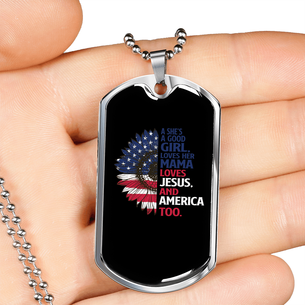 She's A Good Girl Christian Necklace Dog Tag 24" Chain - Luxury Love Messages Dog Tag Gifts For Him