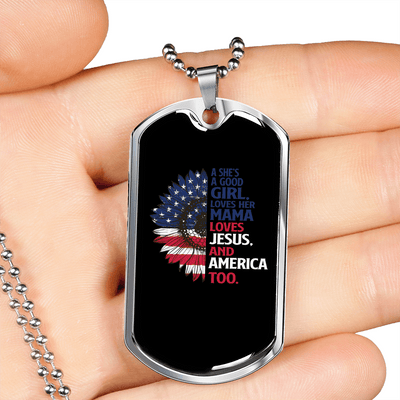 She's A Good Girl Christian Necklace Dog Tag 24" Chain - Luxury Love Messages Dog Tag Gifts For Him