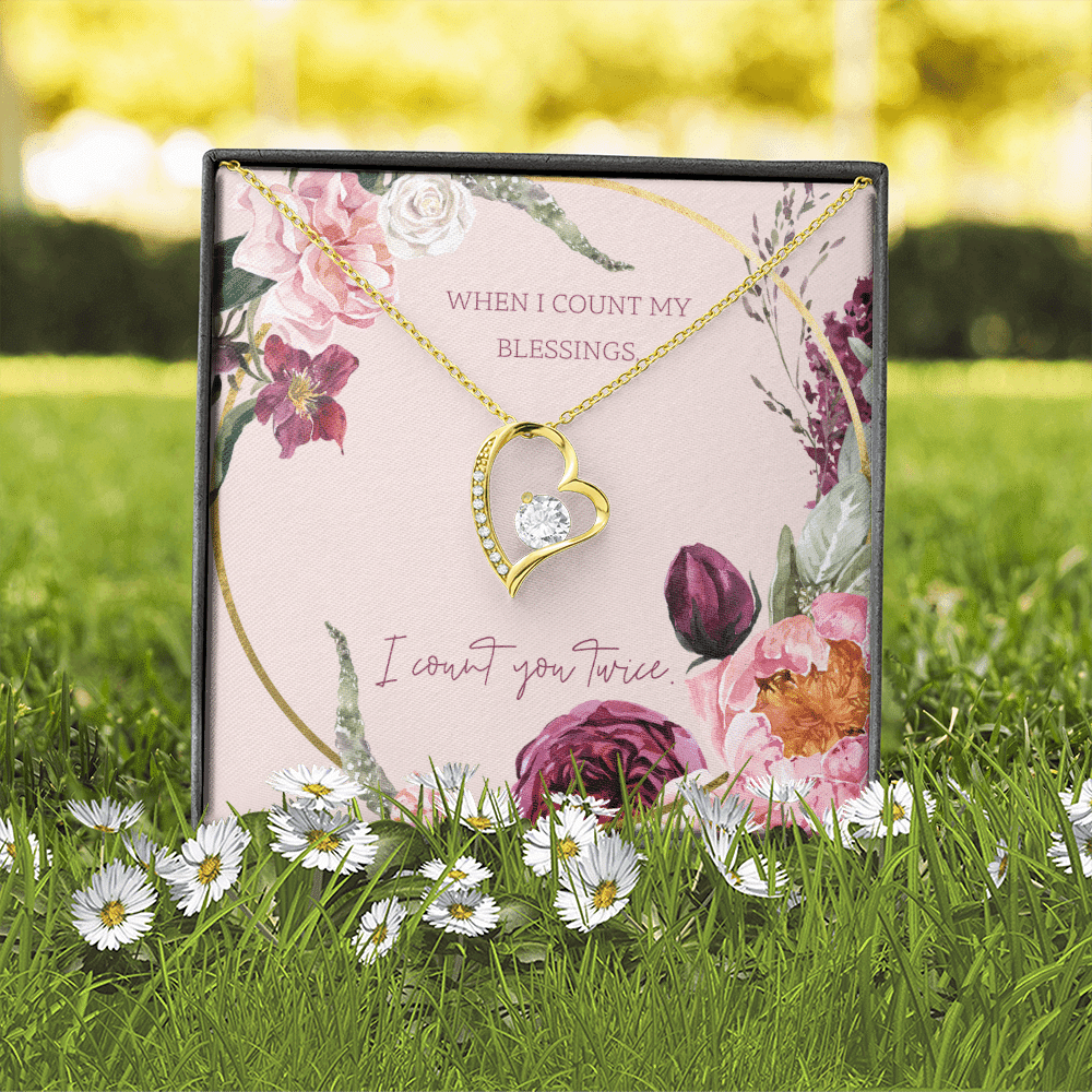 To My Wife I Count You Twice Message Card Forever Necklace 18k Gold or Stainless Steel 18" Necklace - Forever Love Necklace Gift Idea For Woman