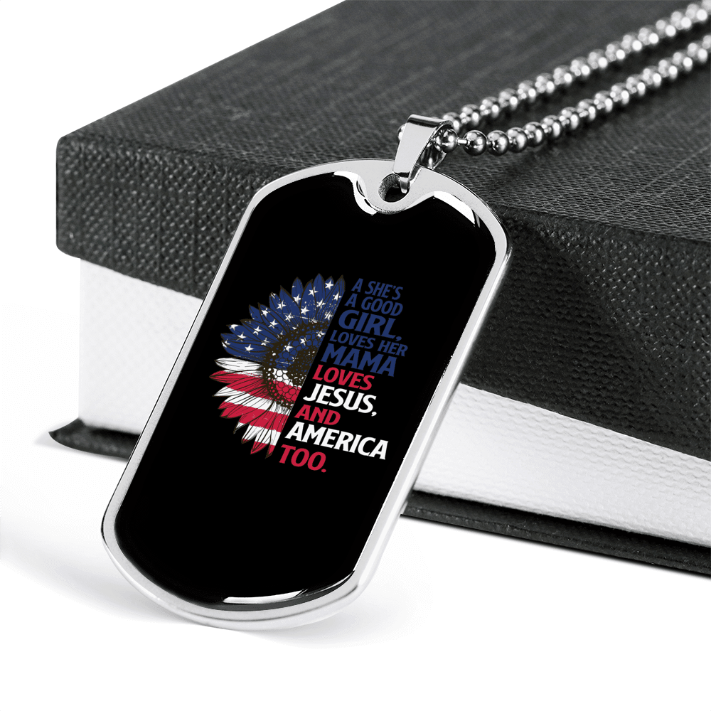 She's A Good Girl Christian Necklace Dog Tag 24" Chain - Luxury Love Messages Dog Tag Gifts For Him