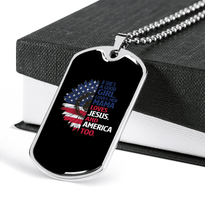 She's A Good Girl Christian Necklace Dog Tag 24" Chain - Luxury Love Messages Dog Tag Gifts For Him