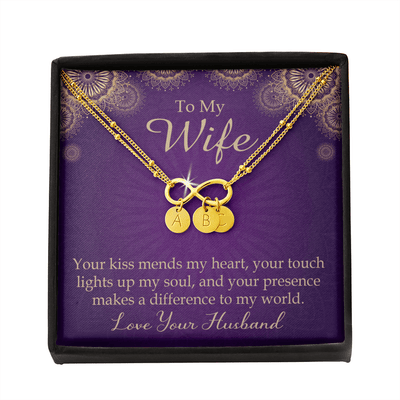 To My Wife Your Kiss Mends My Heart Infinity Bracelet With Initial Charms - Infinity Bracelet