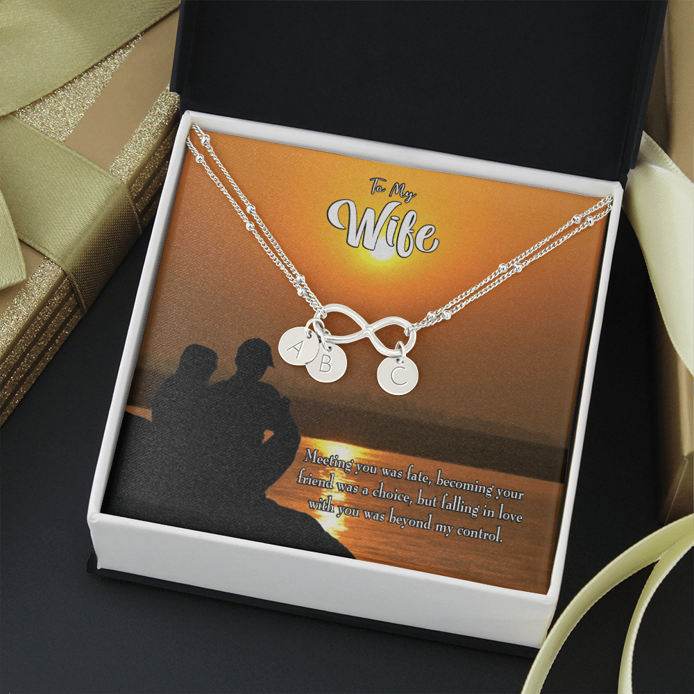 To My Wife You're My Faith Infinity Bracelet With Initial Charms - Infinity Bracelet