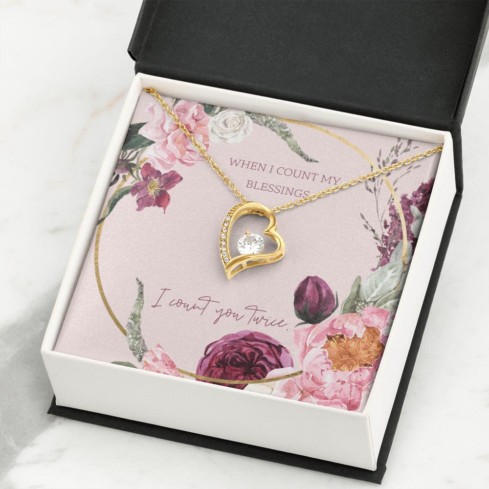 To My Wife I Count You Twice Message Card Forever Necklace 18k Gold or Stainless Steel 18" Necklace - Forever Love Necklace Gift Idea For Woman