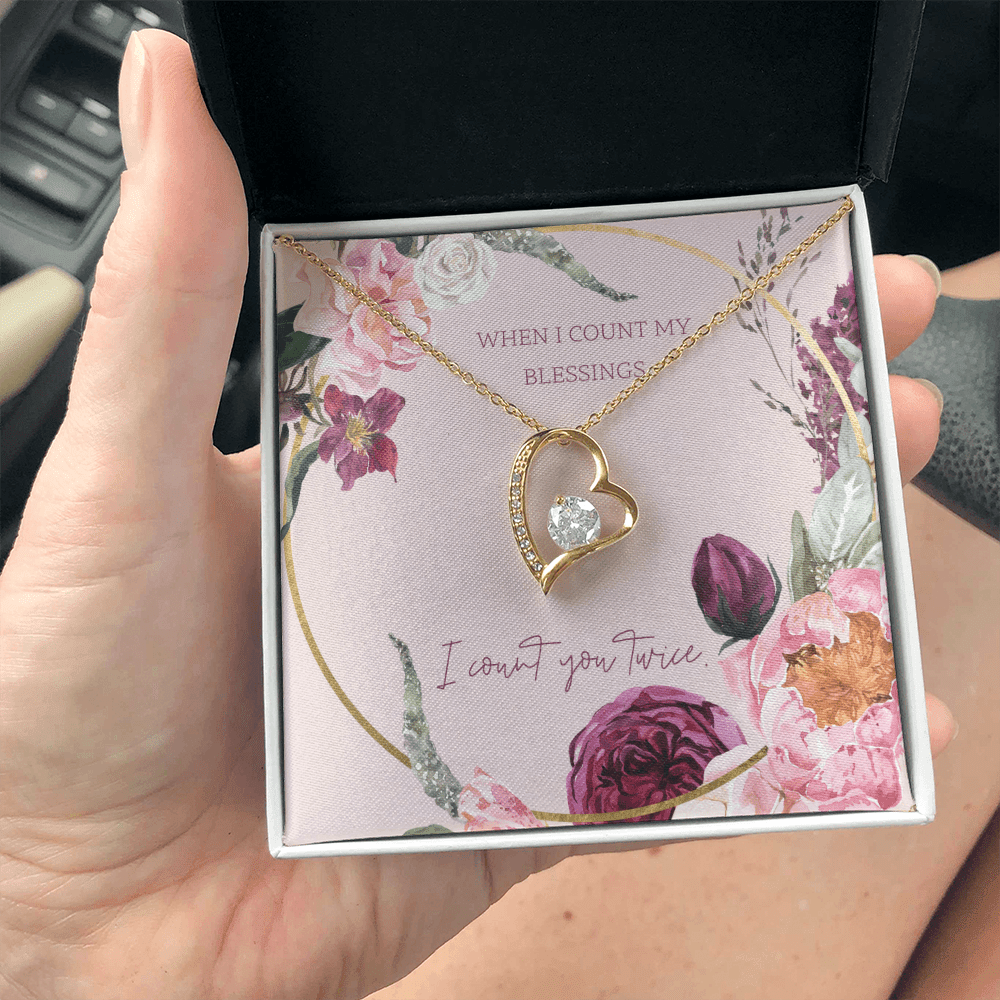 To My Wife I Count You Twice Message Card Forever Necklace 18k Gold or Stainless Steel 18" Necklace - Forever Love Necklace Gift Idea For Woman