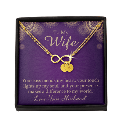 To My Wife Your Kiss Mends My Heart Infinity Bracelet With Initial Charms - Infinity Bracelet