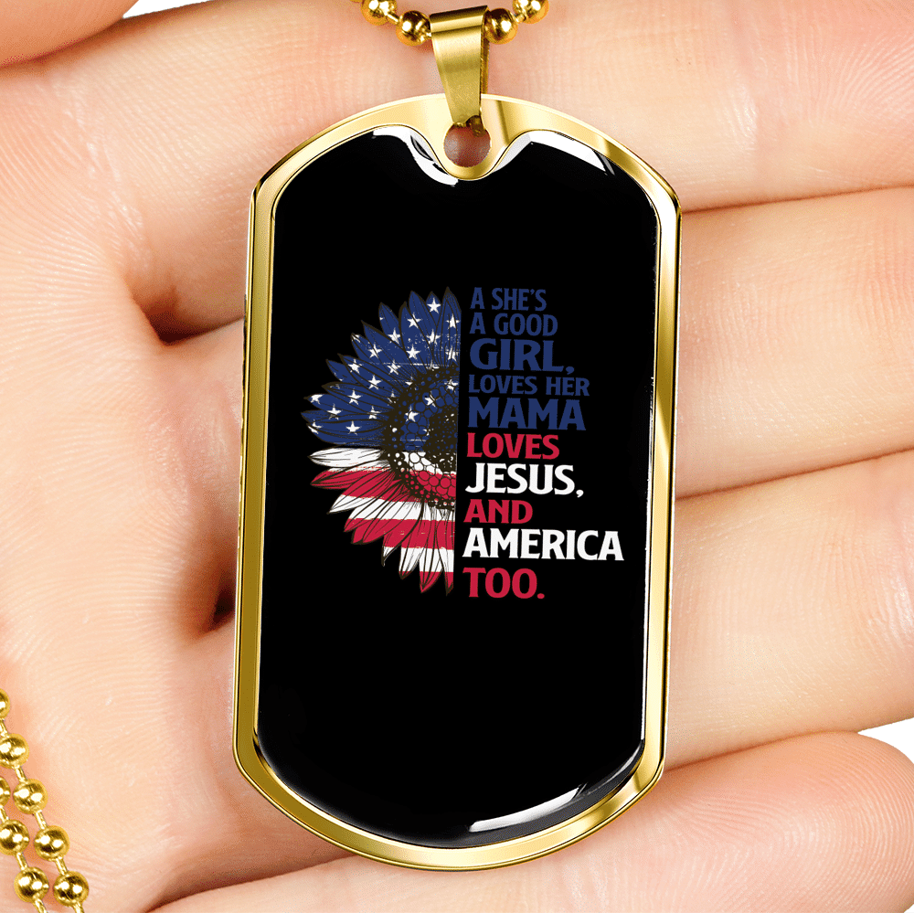She's A Good Girl Christian Necklace Dog Tag 24" Chain - Luxury Love Messages Dog Tag Gifts For Him