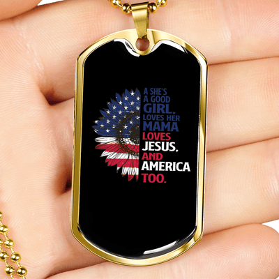 She's A Good Girl Christian Necklace Dog Tag 24" Chain - Luxury Love Messages Dog Tag Gifts For Him