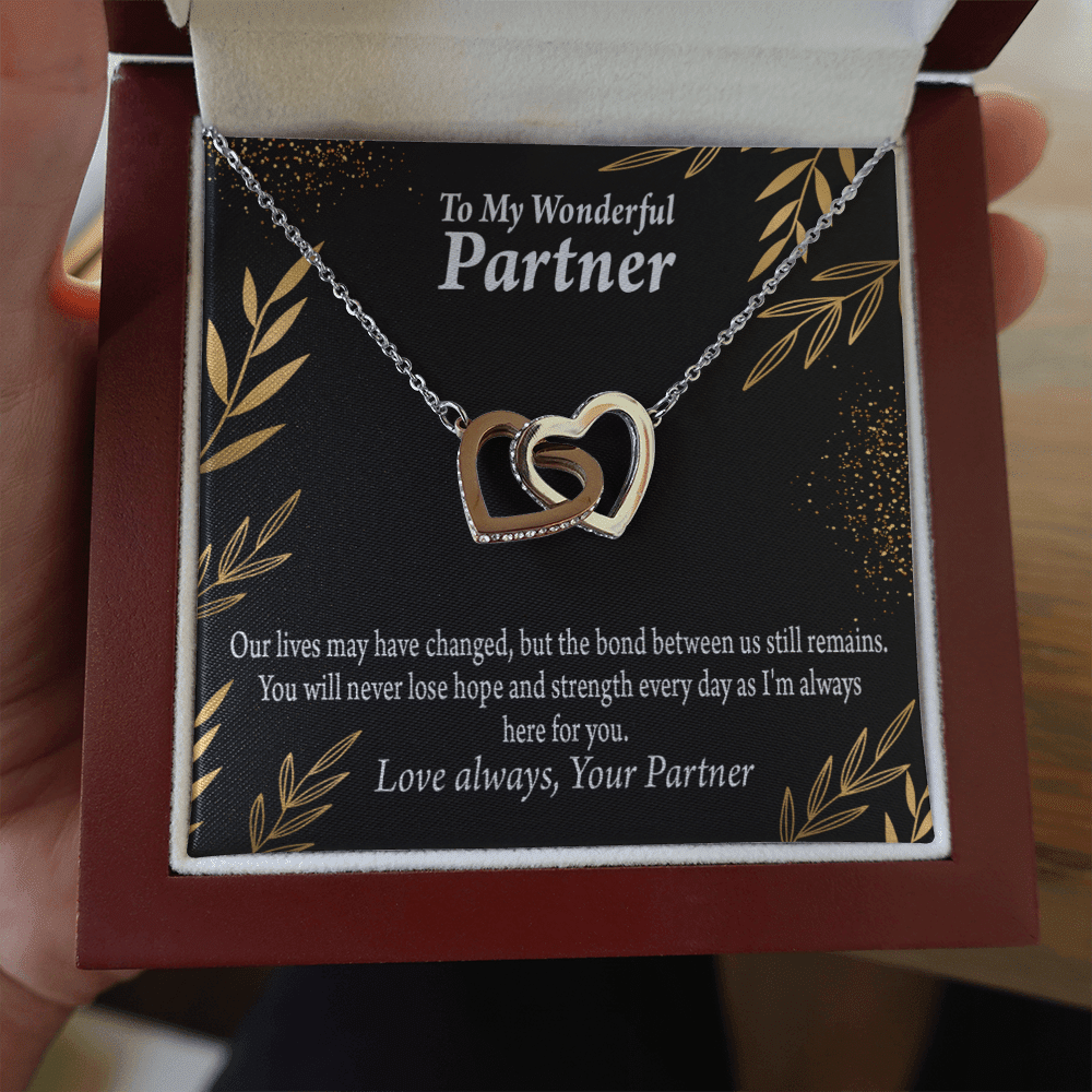 To My Partner Never Lose Hope Strength Inseparable Pendant 18k Rose Gold Finish 16� Life Partner Keepsake Card - Interlocking Hearts Necklace