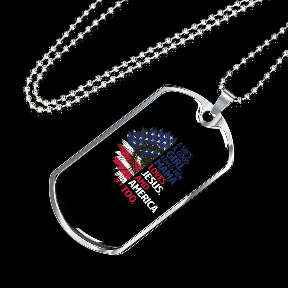 She's A Good Girl Christian Necklace Dog Tag 24" Chain - Luxury Love Messages Dog Tag Gifts For Him