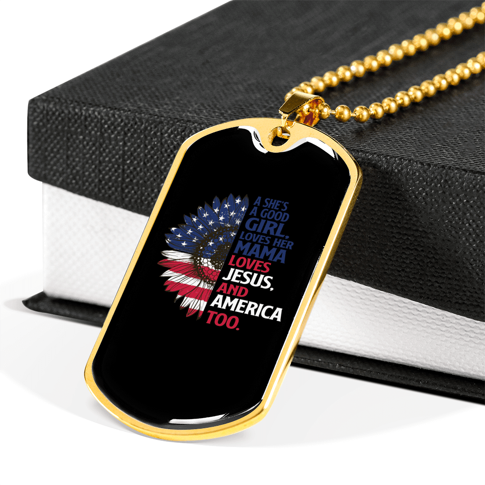 She's A Good Girl Christian Necklace Dog Tag 24" Chain - Luxury Love Messages Dog Tag Gifts For Him