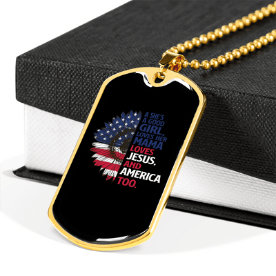She's A Good Girl Christian Necklace Dog Tag 24" Chain - Luxury Love Messages Dog Tag Gifts For Him